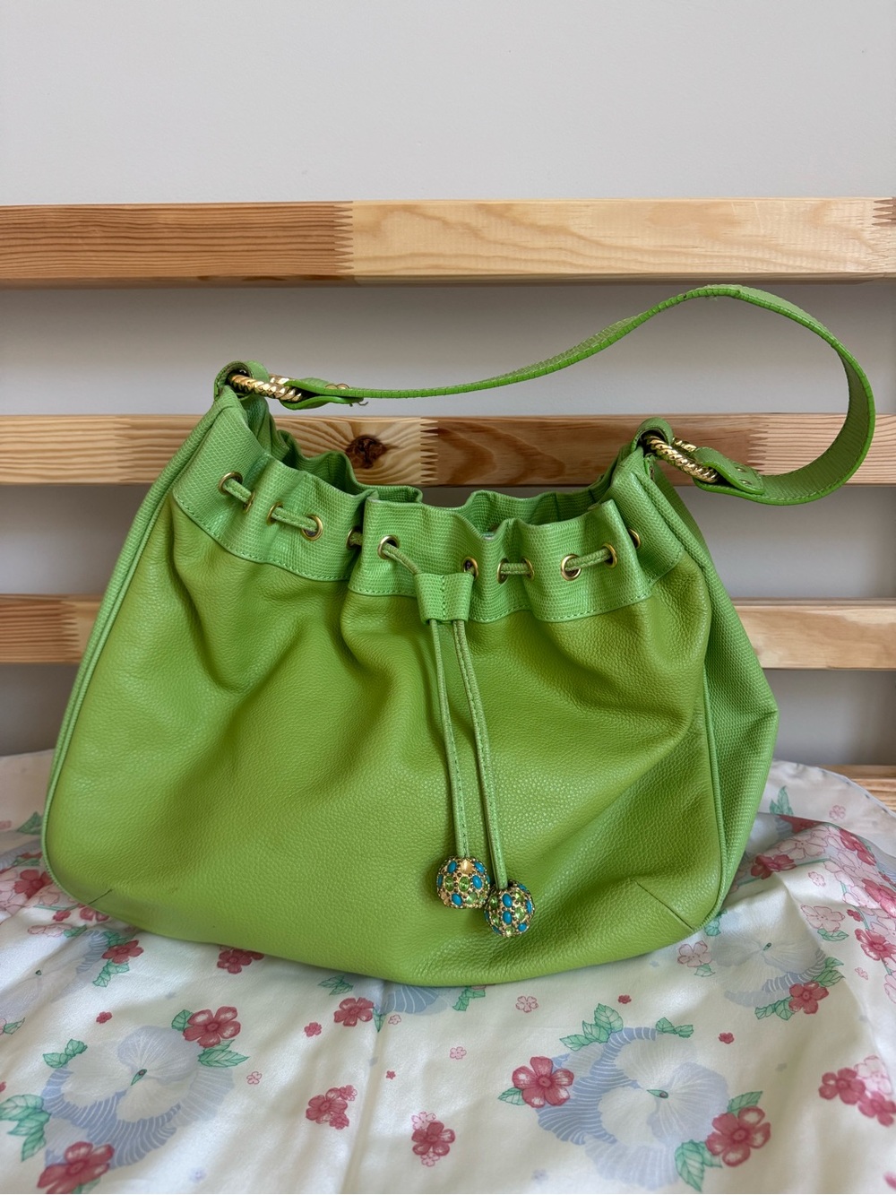 Lilly Pulitzer Green Drawstring Shoulder Bag - Women